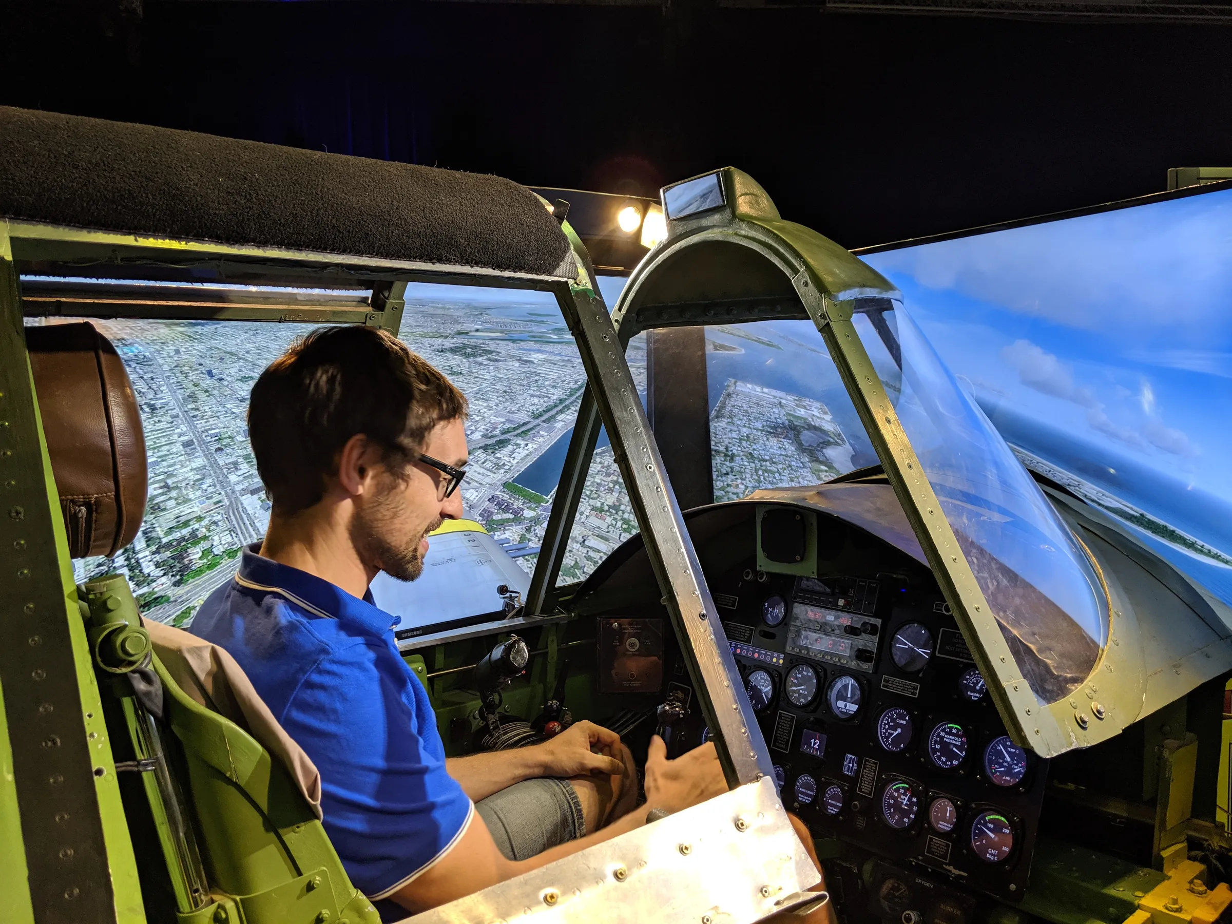 Jan using a flight simulator